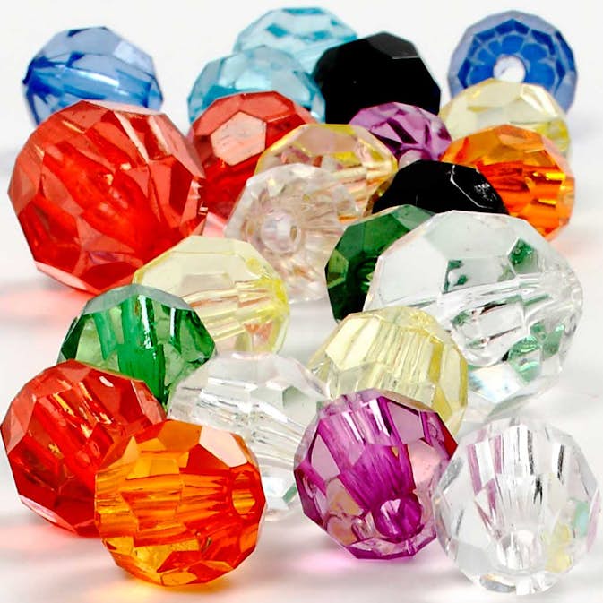 Plastpärlor Creativ Company Facetterade Stl 10-12-16 mm Hålstl 1-2,5 mm 125 ml/1 Förp