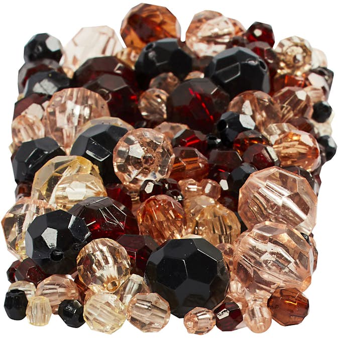 Plastpärlor Creativ Company Harmoni Facetterade Mixade Gyllen Stl 4-12 mm Hålstl 1-2,5 mm1 Förp