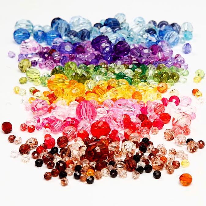 Plastpärlor Creativ Company Harmoni Facetterade Mixade Mixade Färger D4-12 mm Hålstl 1-2,5 mm 7x250 g/1 Förp