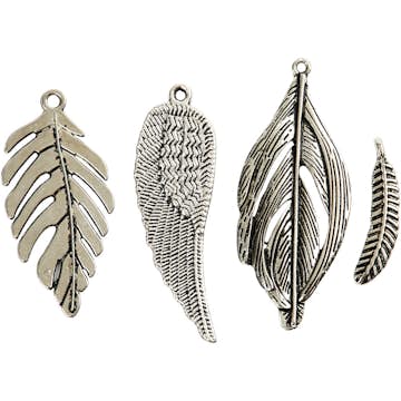 Berlocker Creativ Company Fjädrar Hål 12-20 mm 4-pack