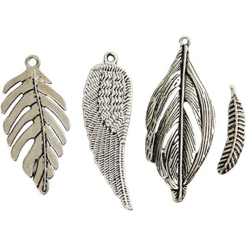 Berlocker Creativ Company Fjädrar Hål 12-20 mm 4x10-pack