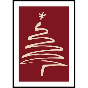 Poster Gallerix Christmas Tree Line Art R&W