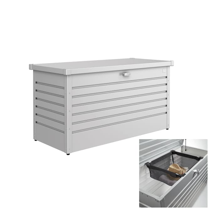 Fritidsbox Biohort 130 Metallic Silver med Upphängningsbar Nätkorg Outlet