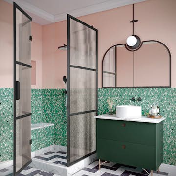 Duschhörn Hietakari Bläk 888 Tokyo Fast Vägg och Vikbara Dörr