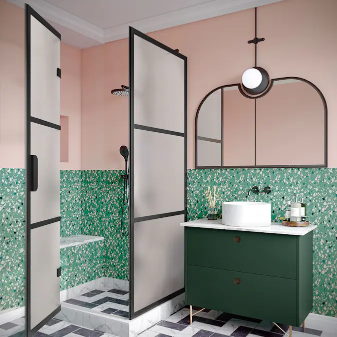 Duschhörn Hietakari Bläk 888 Tokyo Fast Vägg och Vikbara Dörr