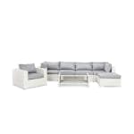 Loungegrupp Comfort Garden Bahamas 6-sits med Fåtölj, Divan och Bord med Hylla Vit/Grå