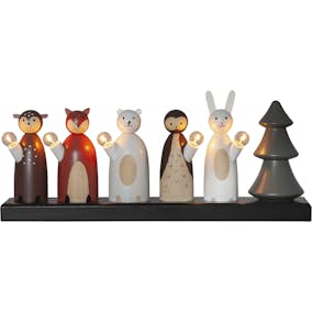 Adventsljusstake Star Trading Forest Friends 5-Armad LED Trä