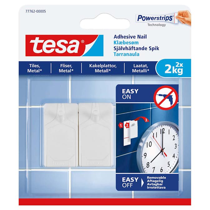 Självhäftande Spik Tesa F Slät Yta 2 st 2 kg