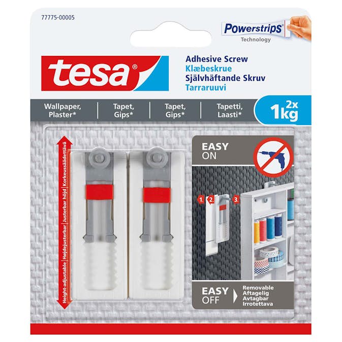 Självhäftande Skruv Tesa Justerbar Tapet 2 st 1 kg
