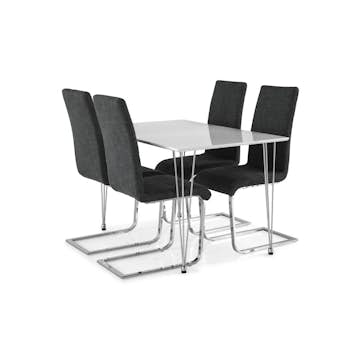 Matgrupp Basic Home Kronblom Rektangulä Matbord 120 cm med 4 Cibus Matstol