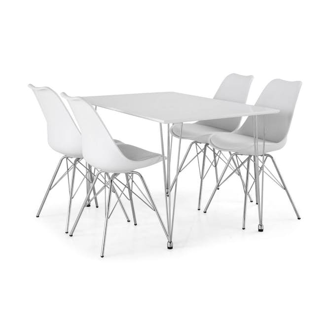 Matgrupp Basic Home Kronblom Rektangulä Matbord 120 cm med 4 Shell Matstol