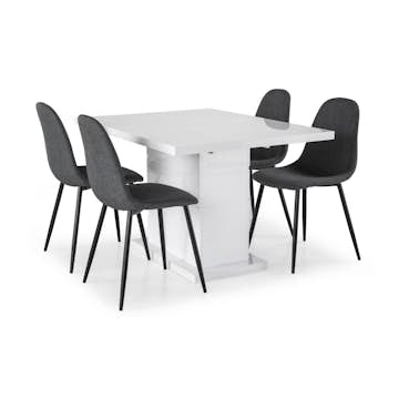 Matgrupp Concept 55 Ratliff Rektangulärt Matbord 120-160 cm Förlängningsbart med 4 Nibe Matstol