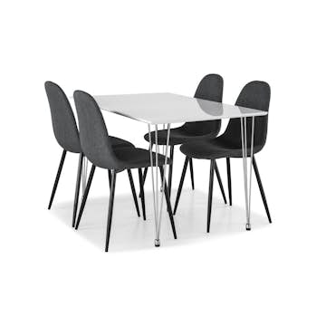 Matgrupp Basic Home Kronblom Rektangulärt Matbord 120 cm med 4 Nibe Matstol