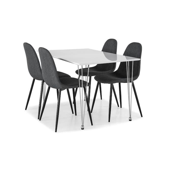 Matgrupp Basic Home Kronblom Rektangulärt Matbord 120 cm med 4 Nibe Matstol