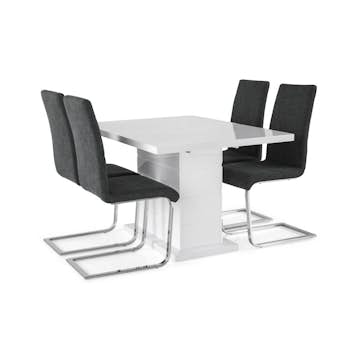 Matgrupp Concept 55 Ratliff Rektangulärt Matbord 120-160 cm Förlängningsbart med 4 Cibus Matstol