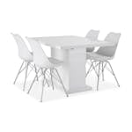 Matgrupp Concept 55 Ratliff Rektangulärt Matbord 120-160 cm Förlängningsbart med 4 Shell Matstol