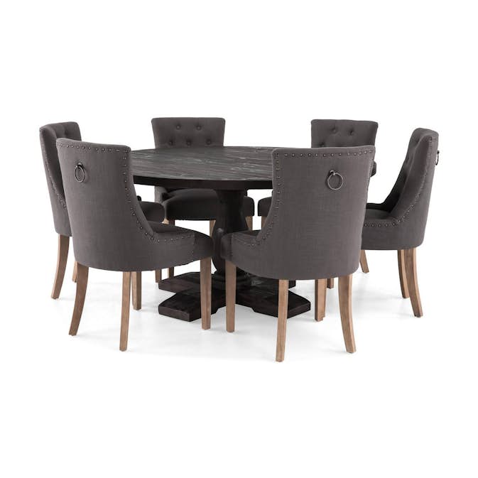 Matgrupp Bloomington Dijon Runt Matbord 150 cm med 6 Viktoria Matstol