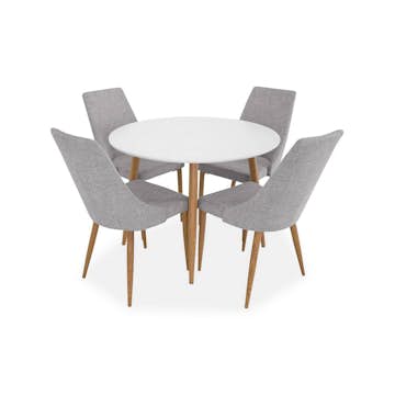 Matgrupp Basic Home Pelle Runt Matbord 100 cm med 4 Ludvig Matstol