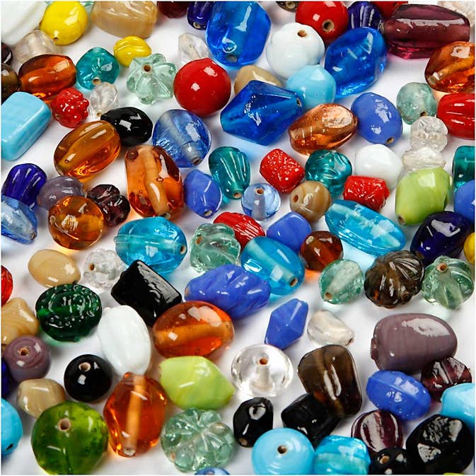 Glaspärlemix Creativ Company Mixade Färger Stl 7-18 mm Hålstl 1 mm 1000 g/1 Förp