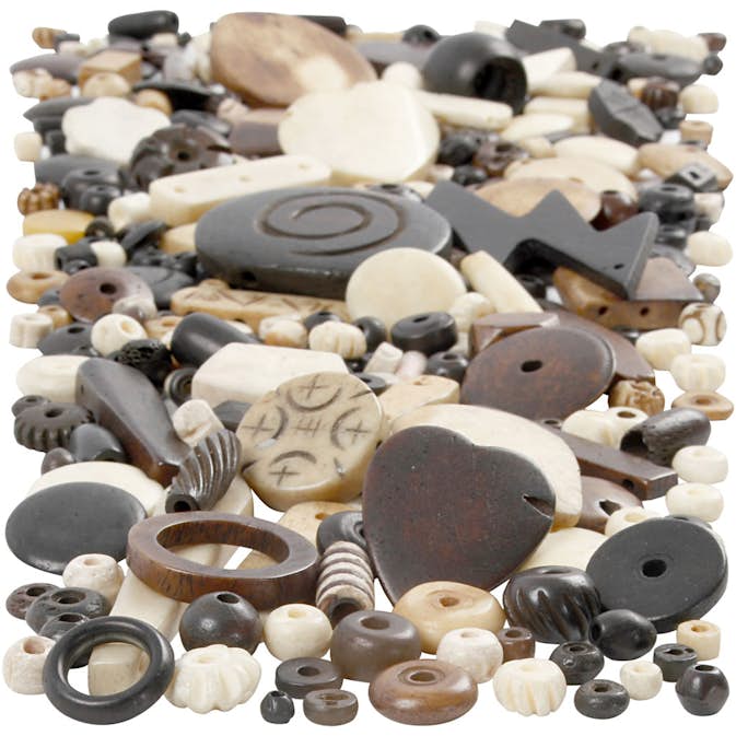 Benpärlor Creativ Company Naturmix Stl 5-30 mm Hålstl 1-2 mm 300 g/1 Förp