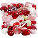 Glaspärlor Creativ Company Mixade Färger Nyckelpigor Löv Hjärtan Stl 5-22 mm Hålstl 0,5-1,5 mm 60 g/1 Förp