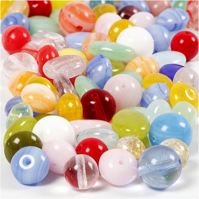 Glaspärlor Creativ Company Mixade Färger Rund Oval Rund/Platt D6-13 mm Hålstl 0,5-1,5 mm 1 Förp