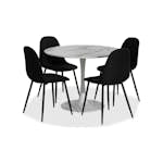 Matgrupp Basic Home Caitly Runt Matbord 100 cm Vit Bas med 4 Nibe Matstol