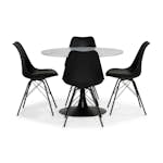 Matgrupp Basic Home Caitly Runt Matbord 100 Svart Bas cm med 4 Shell Matstol