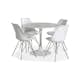 Matgrupp Basic Home Caitly Runt Matbord 100 cm Vit Bas med 4 Shell Matstol