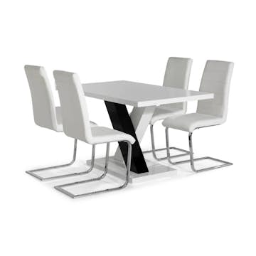 Matgrupp Scandinavian Choice Cesi Rektangulärt Matbord 140 cm med 4 Cibus Matstol