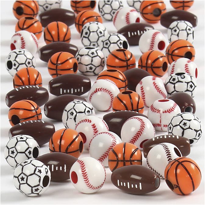 Sportpärlor Creativ Company Mixade Färger Stl 11-15 mm Hålstl 3-4 mm 45 g/1 Förp