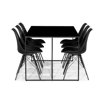 Matgrupp Basic Home Indy Rektangulärt Matbord 180 cm med 6 Shell Matstol