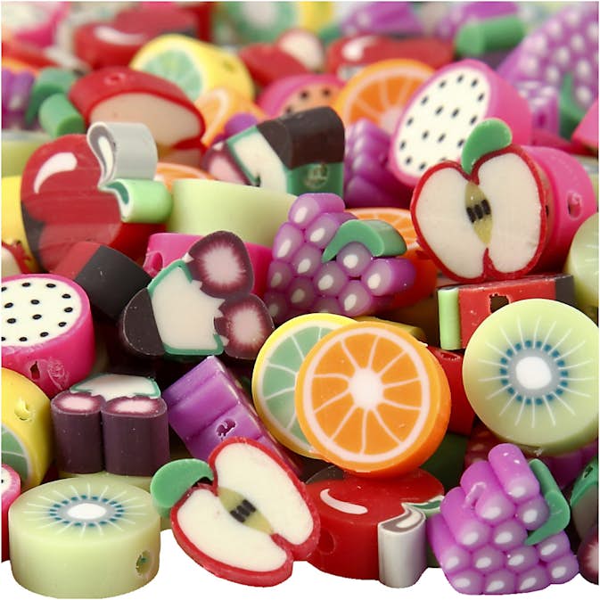 Lerpärlor Creativ Company Frukter D 10 mm Hålstl 1,5 mm 200 Mix/1 Förp