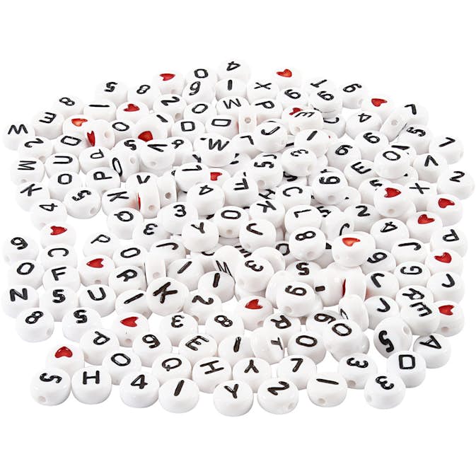 Bokstavspärlor Creativ Company Vit Stl 7 mm Hålstl 1,2 mm 200 g