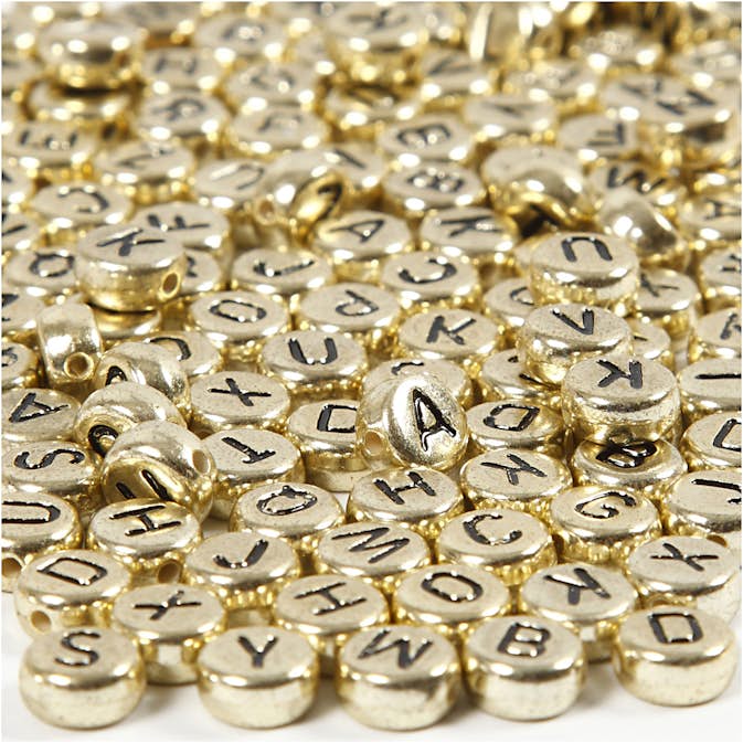 Bokstavspärlor Creativ Company Guld Dia. 7 mm Hålstl 1,2 mm 21 g/1 Förp