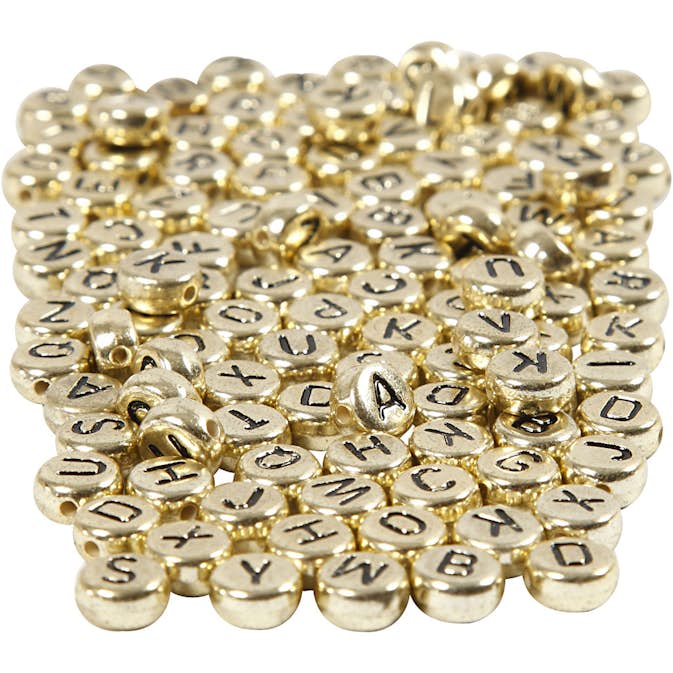 Bokstavspärlor Creativ Company Guld Dia. 7 mm Hålstl 1,2 mm 165 g/1 Förp