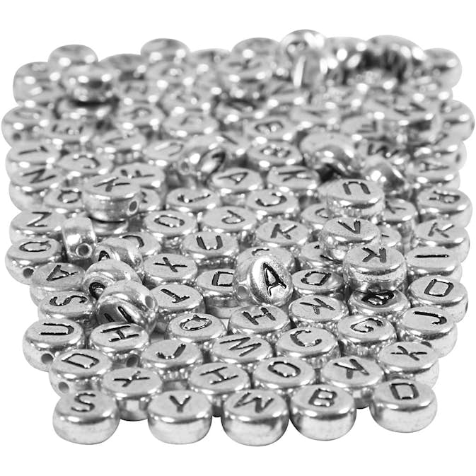 Bokstavspärlor Creativ Company Silver Dia. 7 mm Hålstl 1,2 mm 165 g/1 Förp