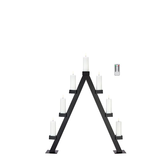 Adventsljusstake Markslöjd Arbor Träljusstake 7 Ljus Batteridriven Hög Ljusstake med Blockljus