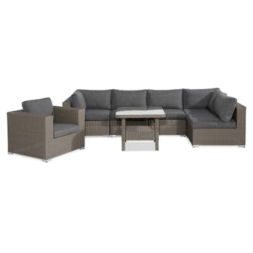 Loungegrupp Comfort Garden Marcus 6-sits Hörn med Fåtölj och Bord med Hylla Utomhus