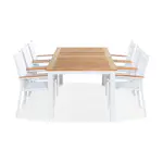 Trädgårdsgrupp deNoord Las Vegas Matgrupp Utomhus 220-280x100 + 6 Stapelstolar