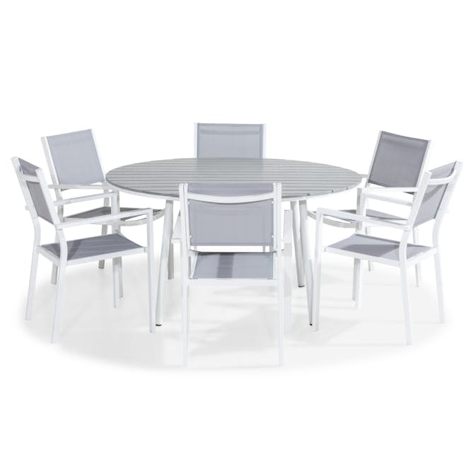 Matgrupp Comfort Garden Tunis Rund 140 med 6 Stapelstolar