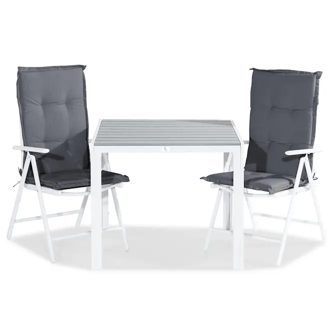 Trädgårdsgrupp Comfort Garden Tunis Matgrupp Utomhus 90x90 + 2 Maggie Positionsstol m Dyna