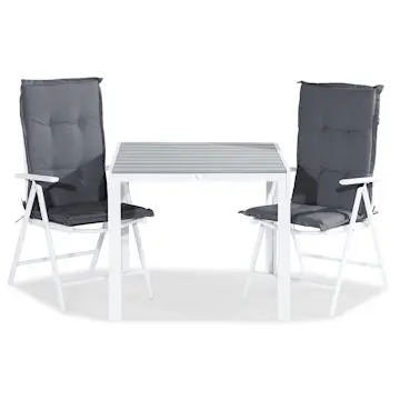 Trädgårdsgrupp Comfort Garden Tunis Matgrupp Utomhus 90x90 + 2 Maggie Positionsstol m Dyna