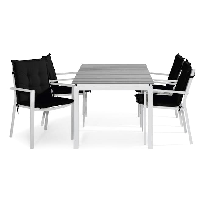 Matgrupp Comfort Garden Tunis 152-210x90 Aintwood med 4 Stapelstolar