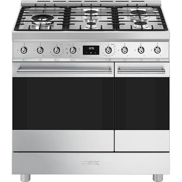 Gasspis Smeg C92GMX2 Sinfonia Rostfri med Dubbelugn och Grillfunktion