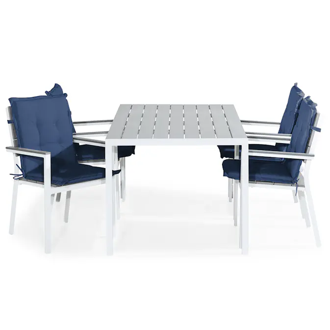 Trädgårdsgrupp Comfort Garden Tunis Matgrupp Utomhus 150x90 + 4 Stapelstolar m Dyna