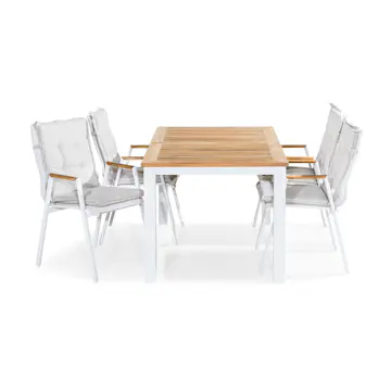 Trädgårdsgrupp deNoord Las Vegas Matgrupp Utomhus 152-210x90 + 4 Karmstolar m Dyna