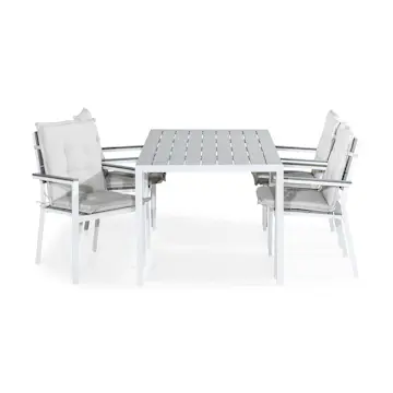 Trädgårdsgrupp Comfort Garden Tunis Matgrupp Utomhus 150x90 + 4 Tunis Stapelstol m Dyna