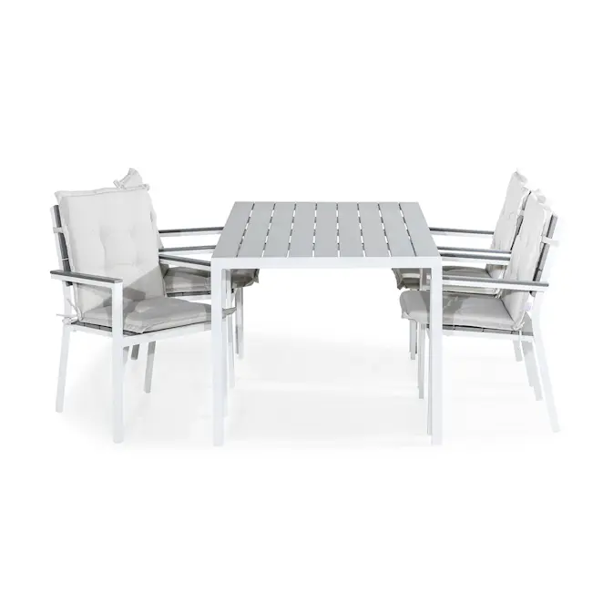 Trädgårdsgrupp Comfort Garden Tunis Matgrupp Utomhus 150x90 + 4 Tunis Stapelstol m Dyna