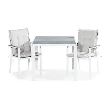 Trädgårdsgrupp Comfort Garden Tunis Matgrupp Utomhus 90x90 + 2 Tunis Stapelstol m Dyna